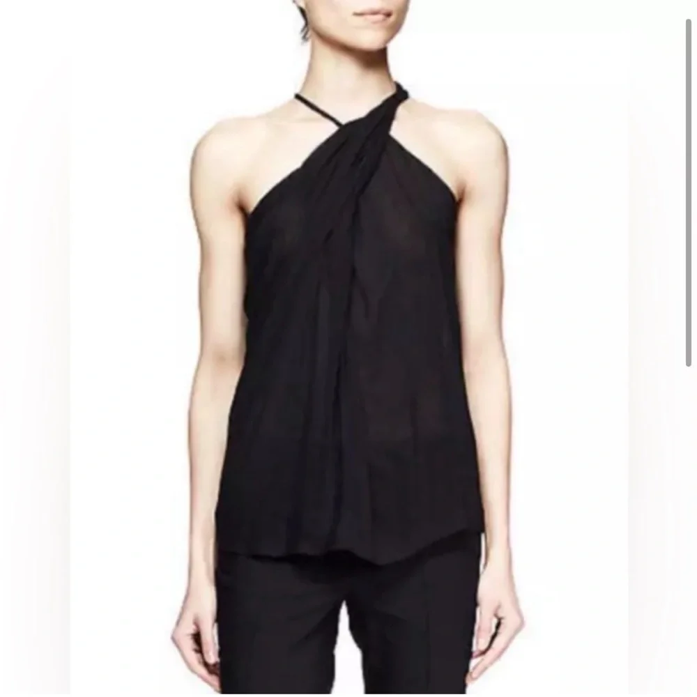Helmut Lang Lush Voile Twist Neck Top - Picture 1 of 7